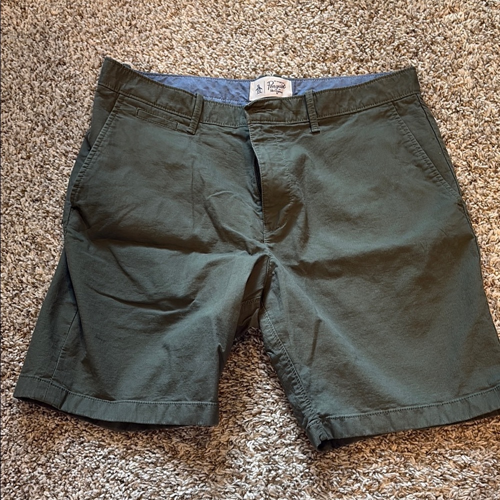 Men's Khaki Green Penguin Shorts